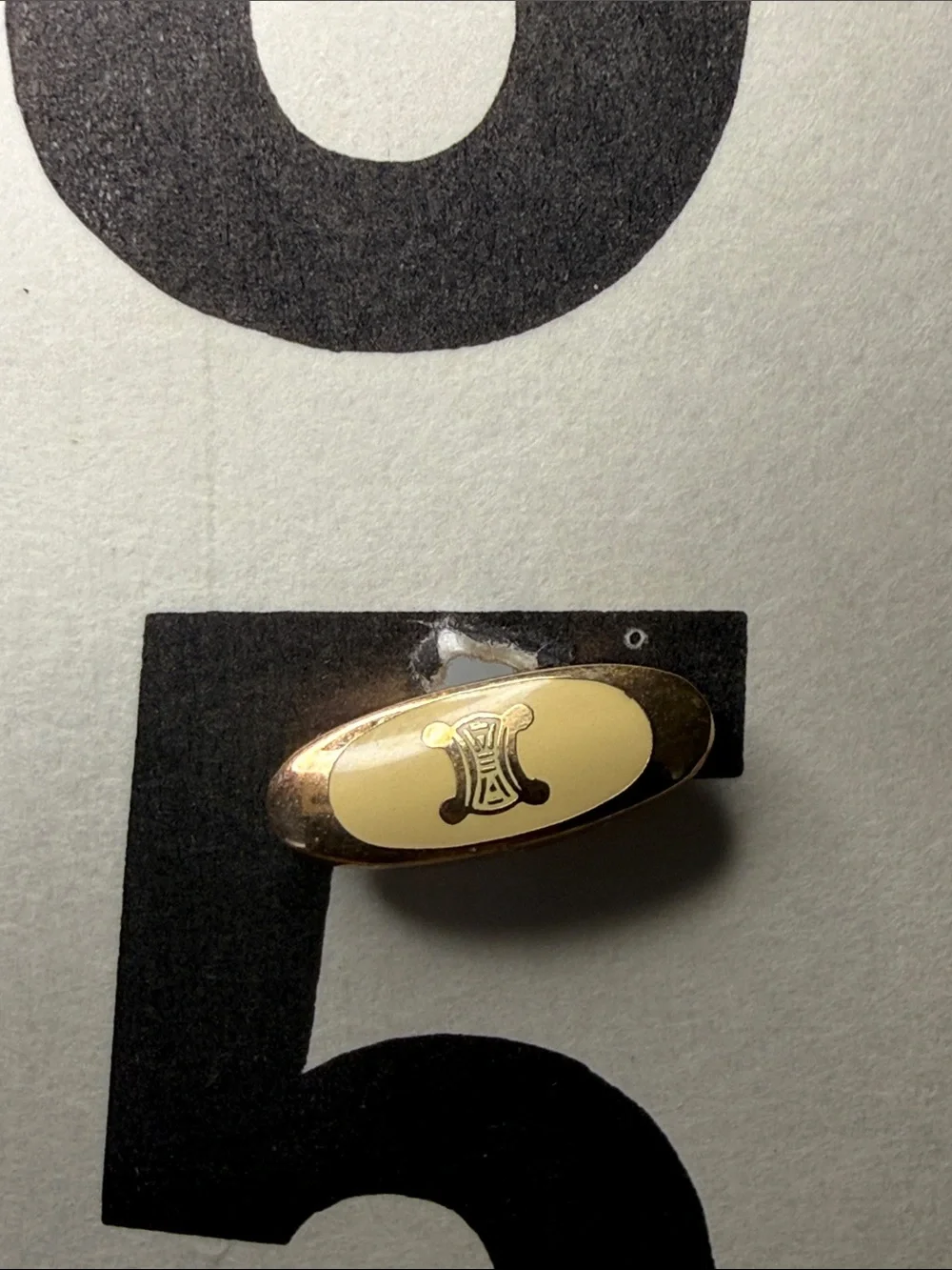 Vintage Celine Triomphe Logo Two-Tone Gold Silver Oval Cufflinks